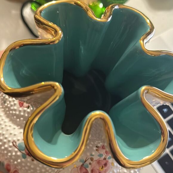 Vintage Italian Hand-painted Floral Vase - Picture 2 of 5